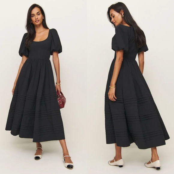 Reformation Dresses & Skirts - New Reformation Everlyn Puff Sleeve Cotton Midi Dress